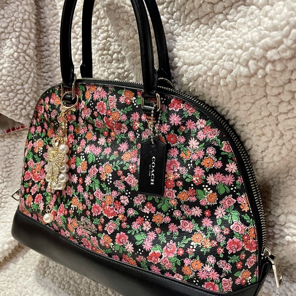 Coach Posey Cluster Floral Print Coated Canvas Sierra Satchel - Picture 4 of 8